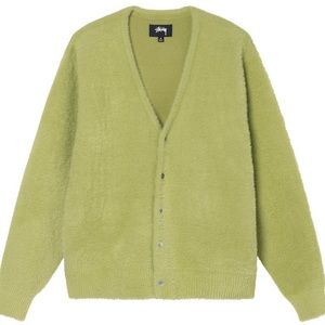 STUSSY Shaggy Cardigan Lime color Size Small